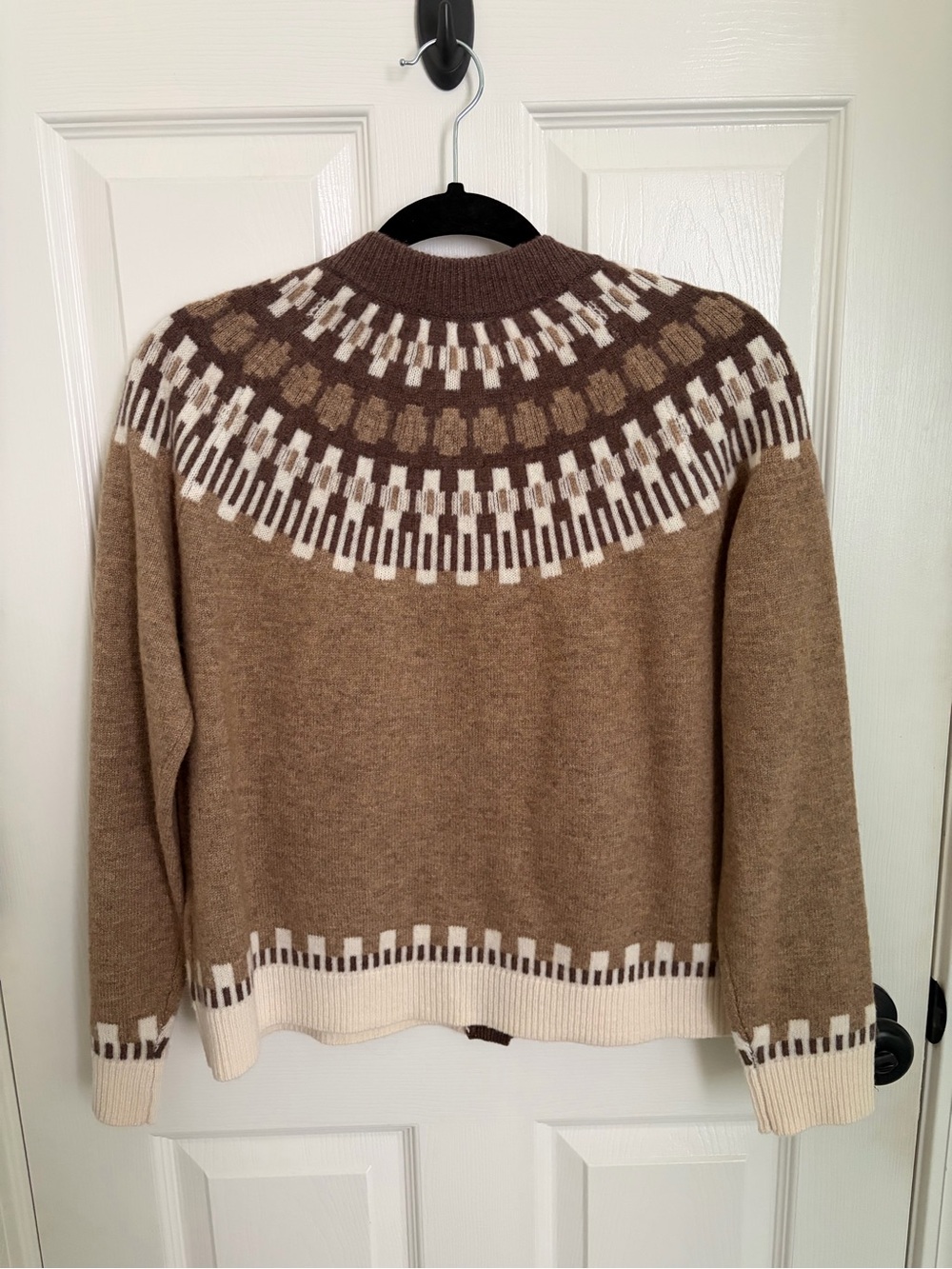 Madewell Women’s Brown and Cream Patterned Button-Up Cardigan - Picture 2 of 2